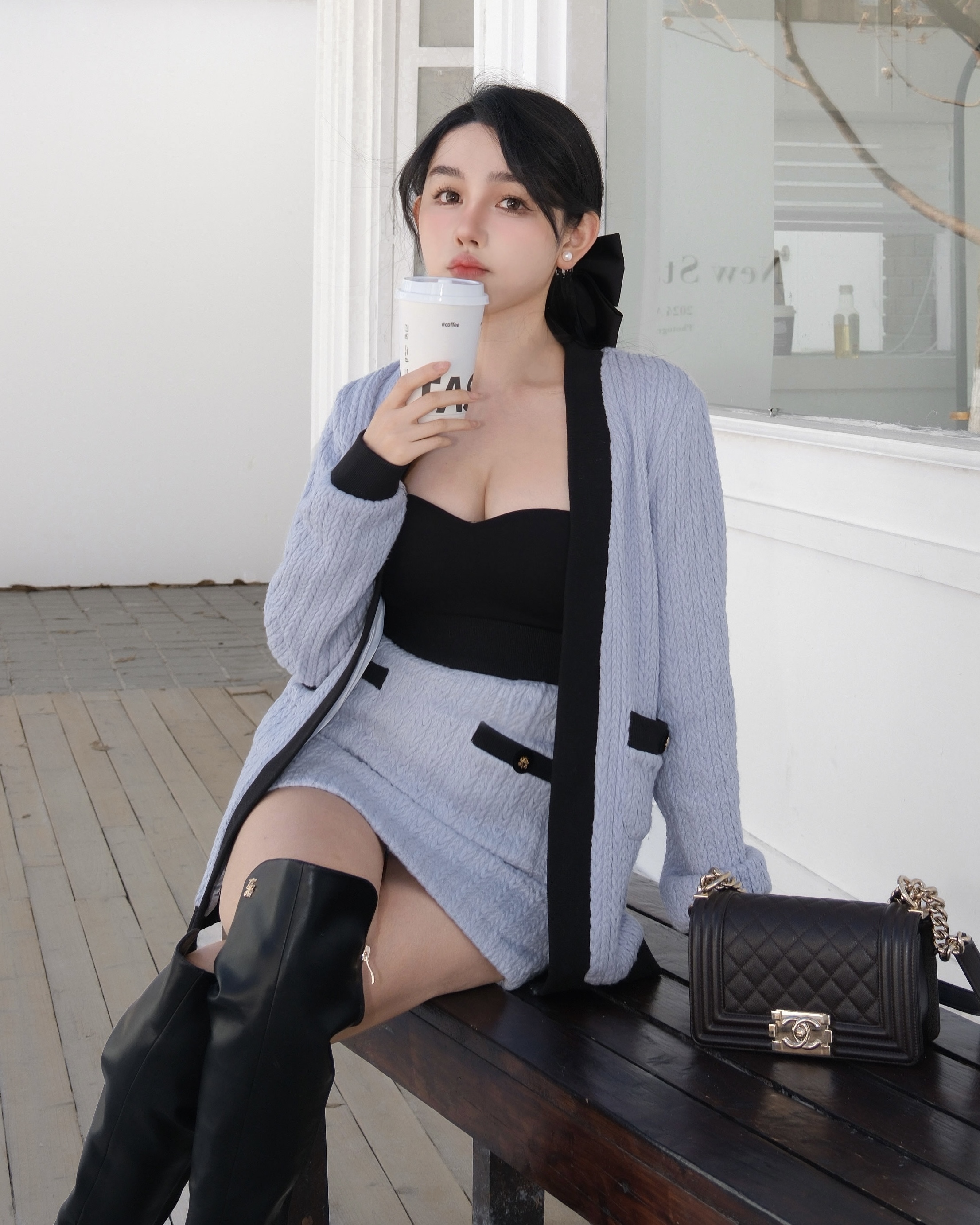 訂製-小香風麻花開襟領套裝