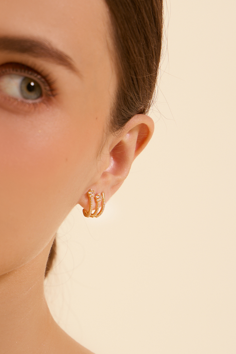 輕奢鑽星。銀針耳環(金)