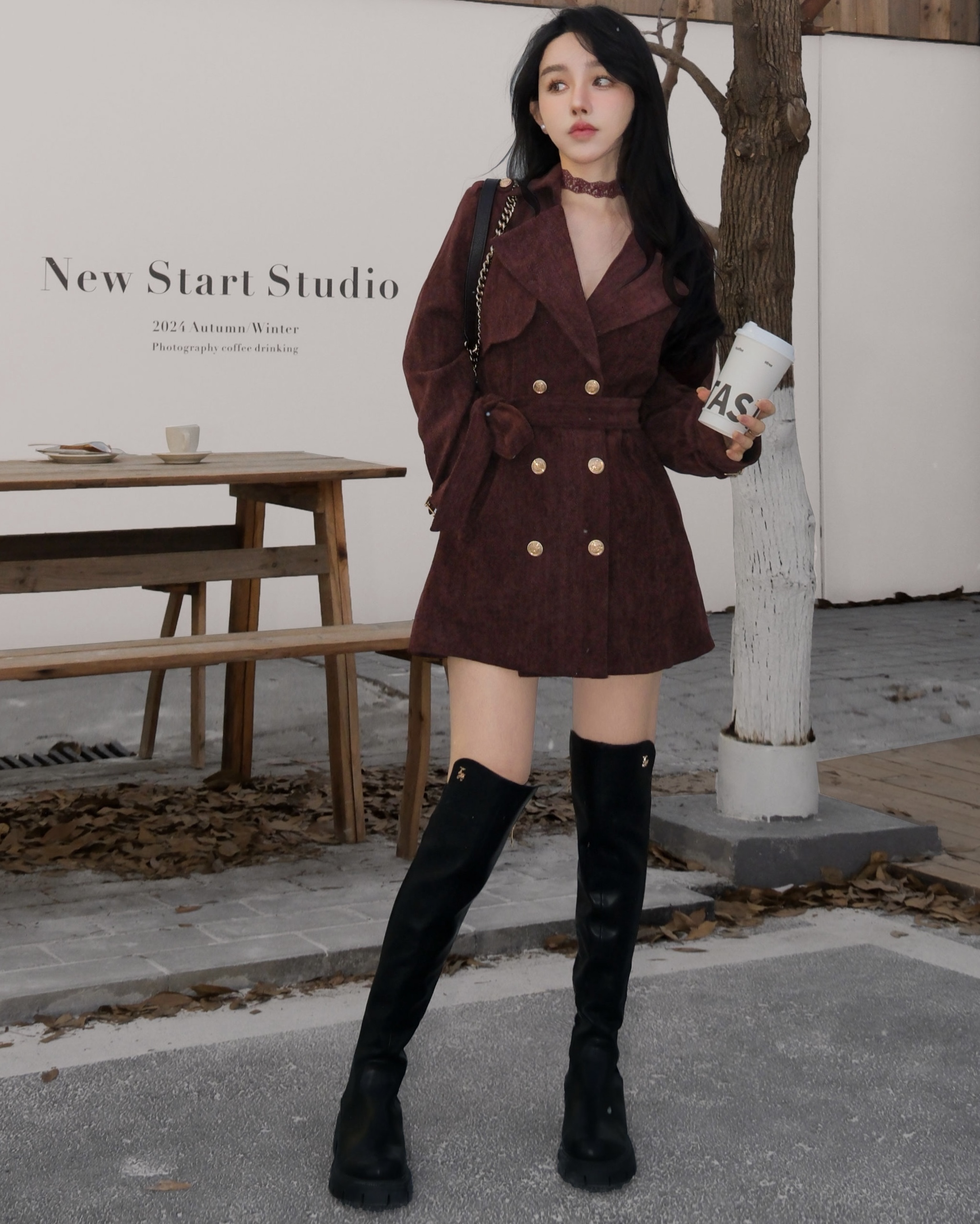 訂製-質感山形紋植絨風衣外套