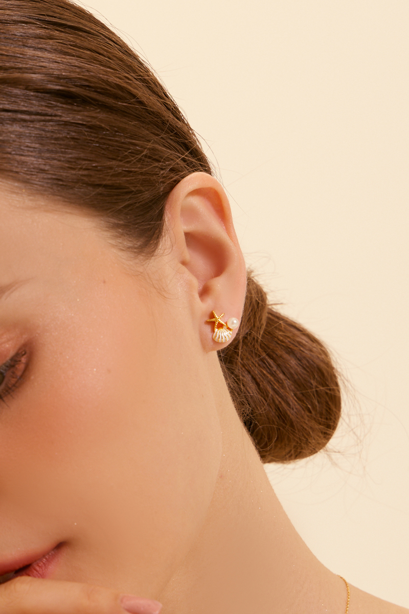 海之星。銀針耳環