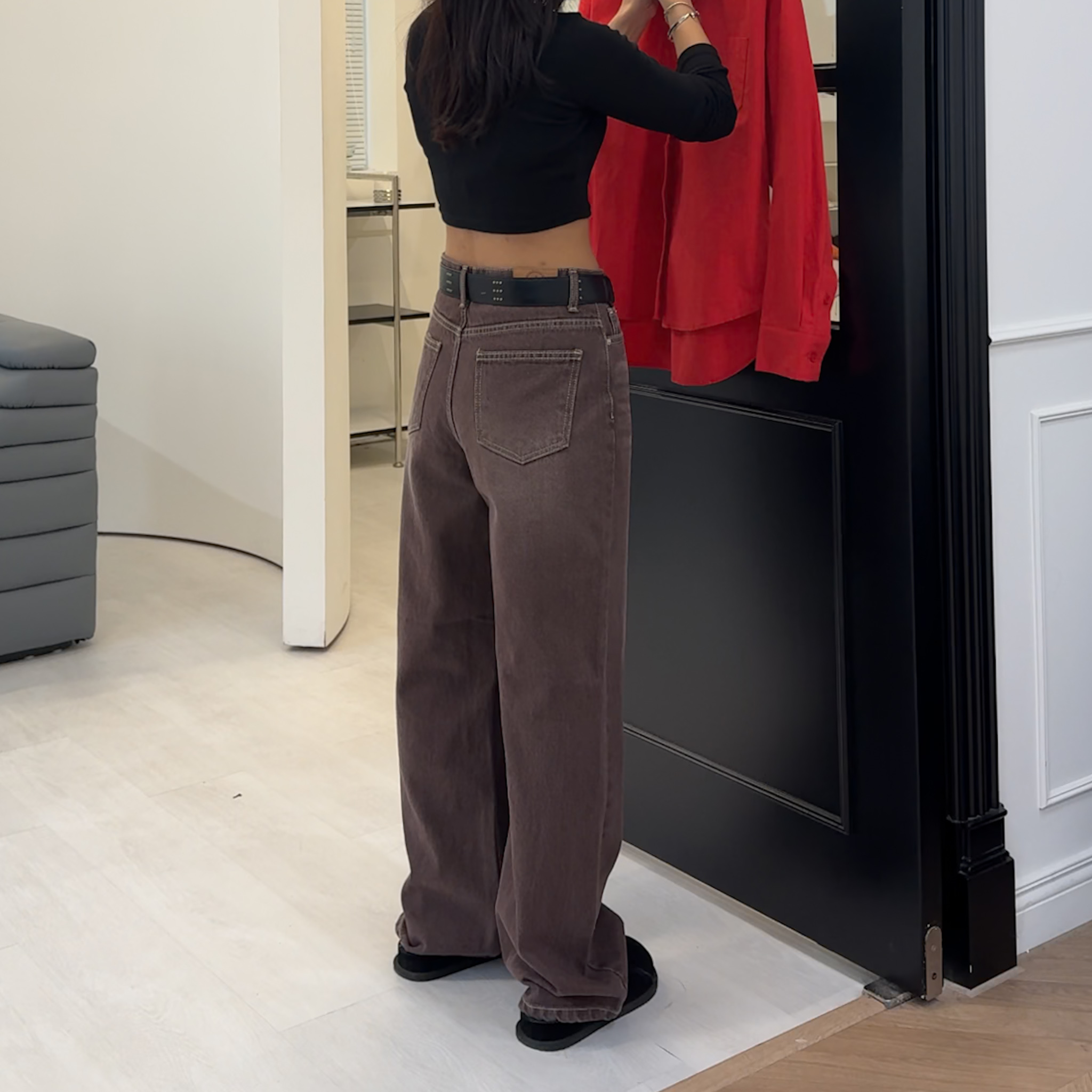 D05找很久的特殊咖刷色的牛仔直筒(S/L)