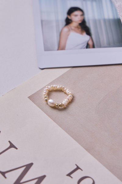 幾何珍珠造型戒指
