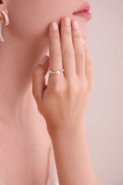 幾何珍珠造型戒指