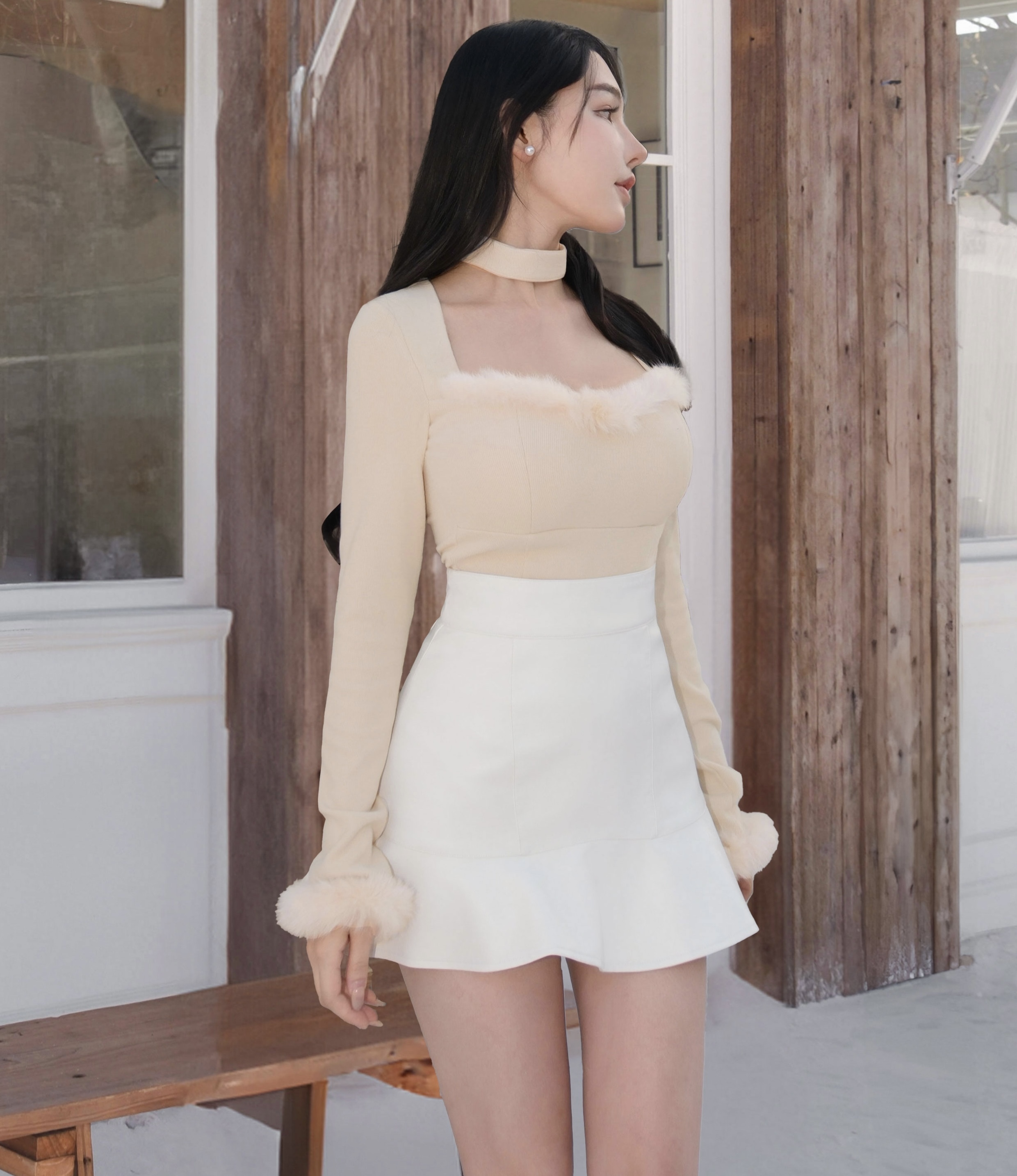 訂製-聖誕毛毛桃心長袖上衣