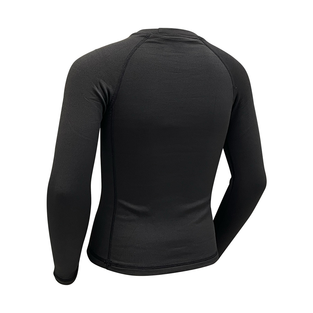 0.8mm 兒童低領薄抓毛游泳保暖上衣  - 黑