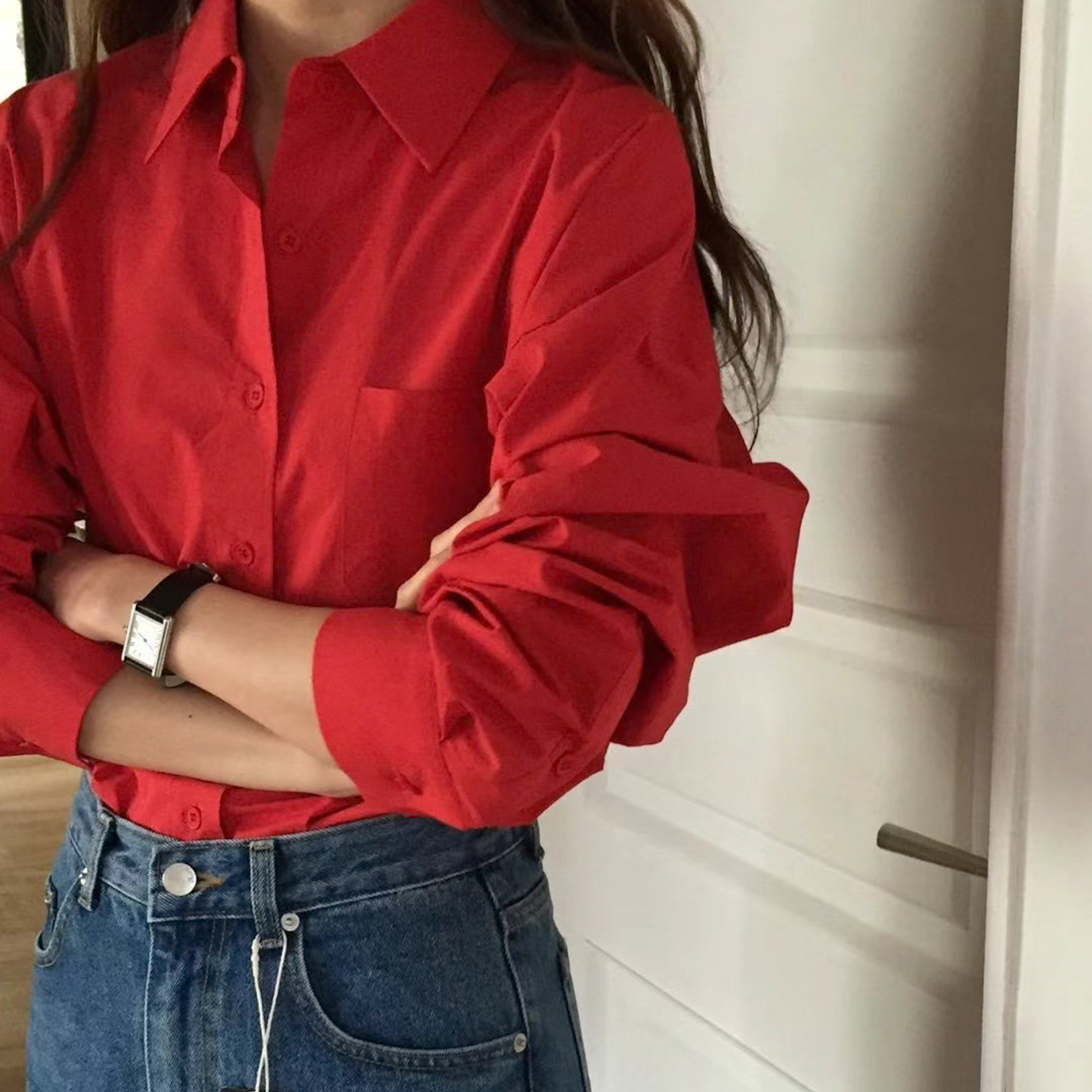 D18後刺繡小標氣勢紅襯