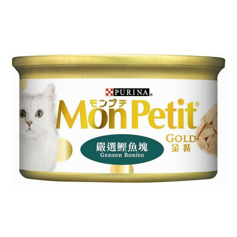 Mon Petit 貓罐頭 金裝系列 - 嚴選鰹魚塊 (Gensen Bonito) 85G (綠)