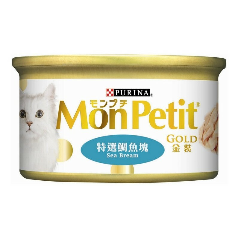 Mon Petit 貓罐頭 金裝系列 - 特選鯛魚塊 (Sea Bream) 85G (粉藍)