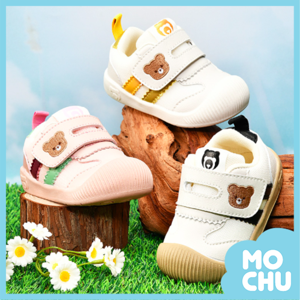 (15.18碼現貨)小熊彩條軟底學步鞋