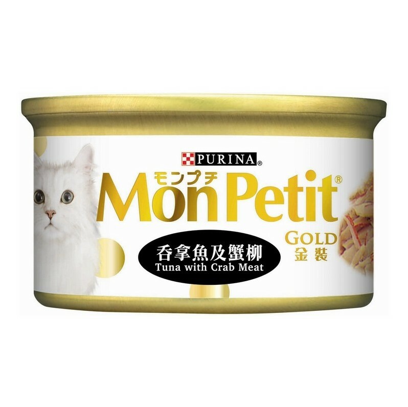 Mon Petit 貓罐頭 金裝系列 - 吞拿魚加蟹柳 (Tuna with Crab Meat) 85G (黑)