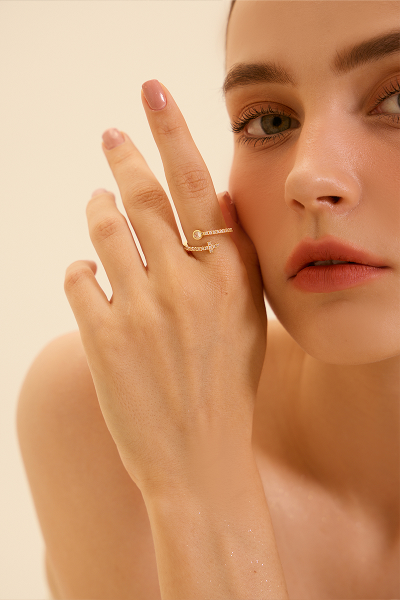 平行星鑽可調式戒指