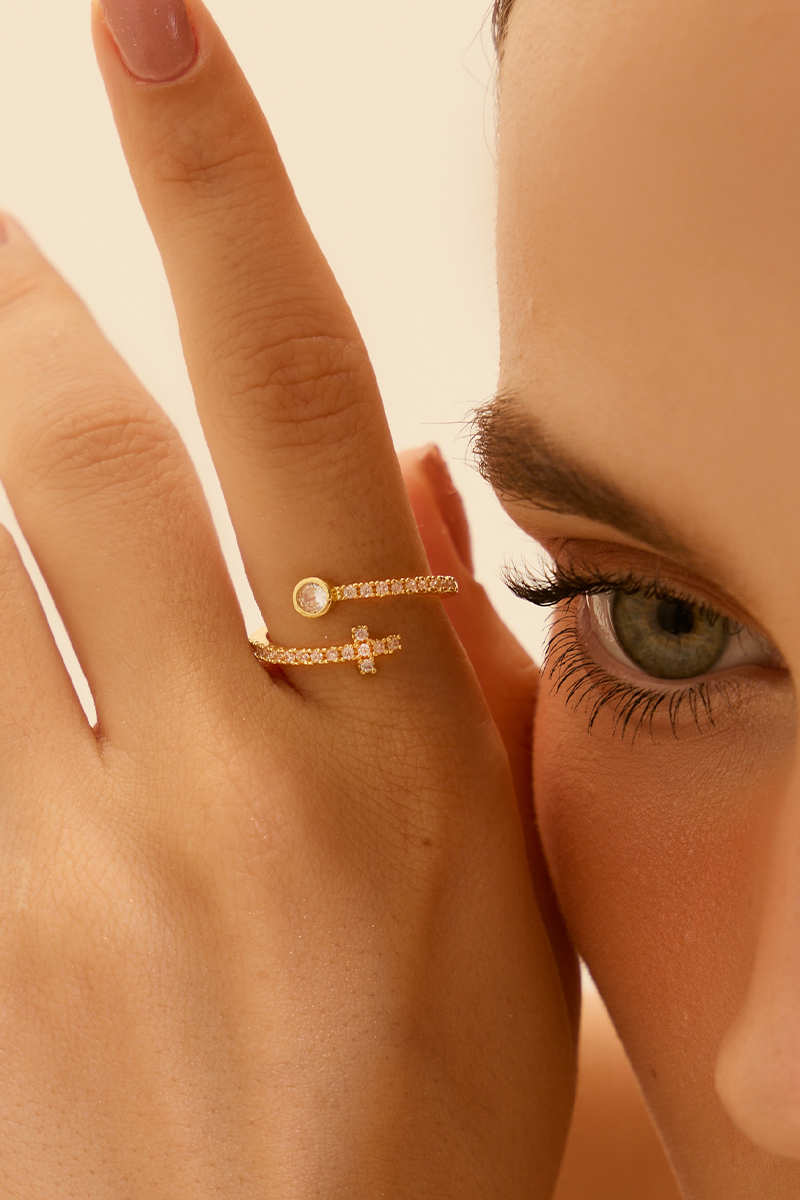 平行星鑽可調式戒指