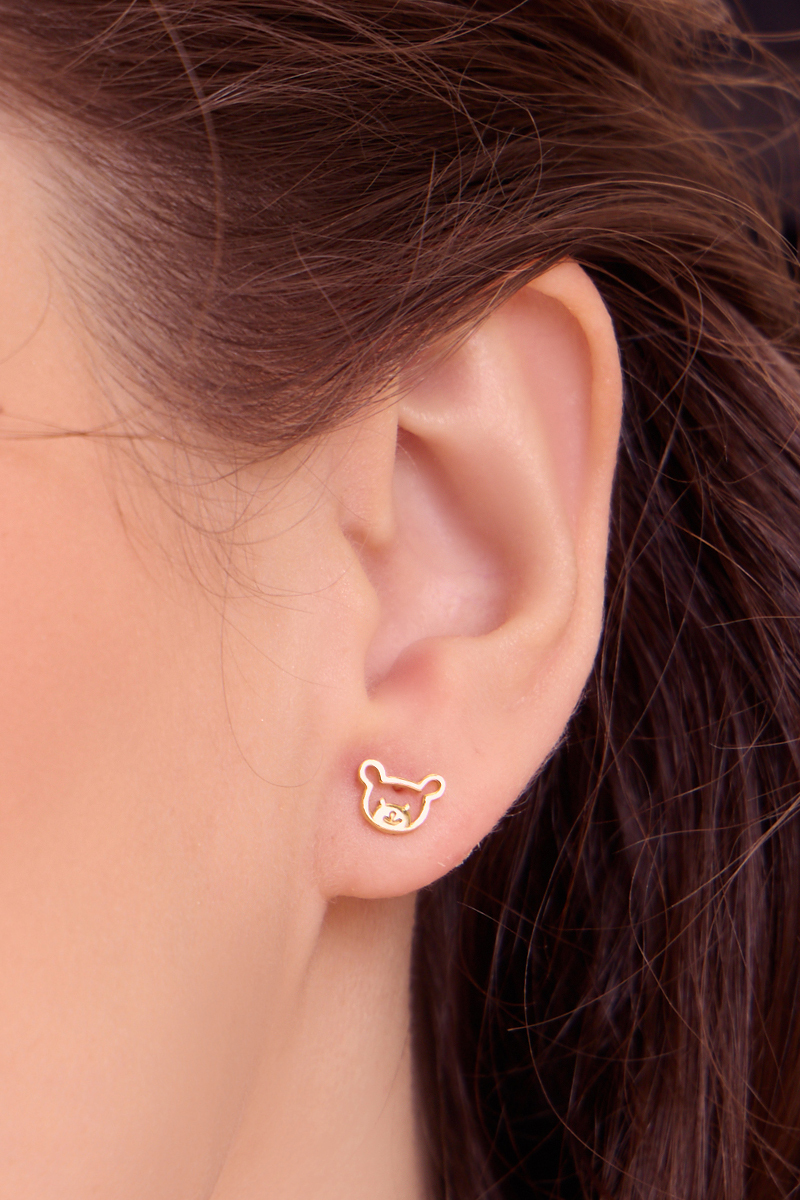 【925純銀】清新熊熊。銀針耳環