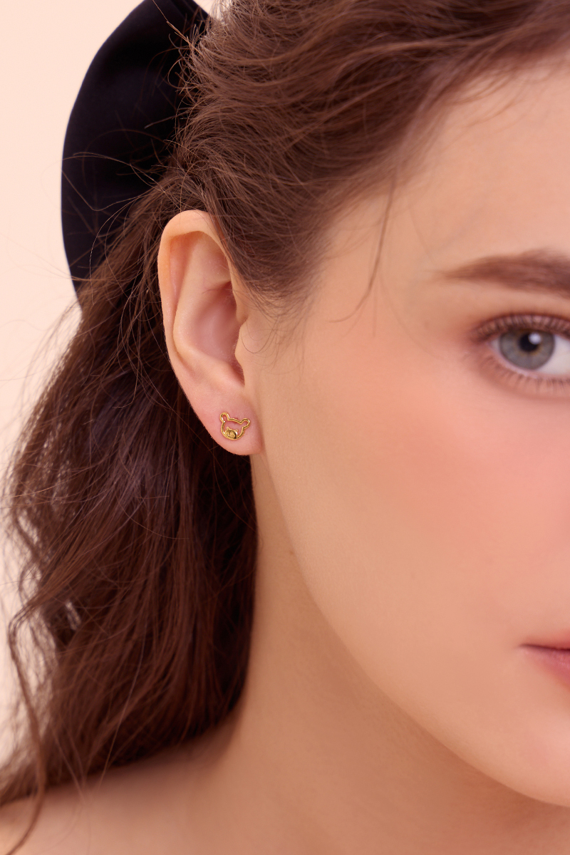 【925純銀】清新熊熊。銀針耳環