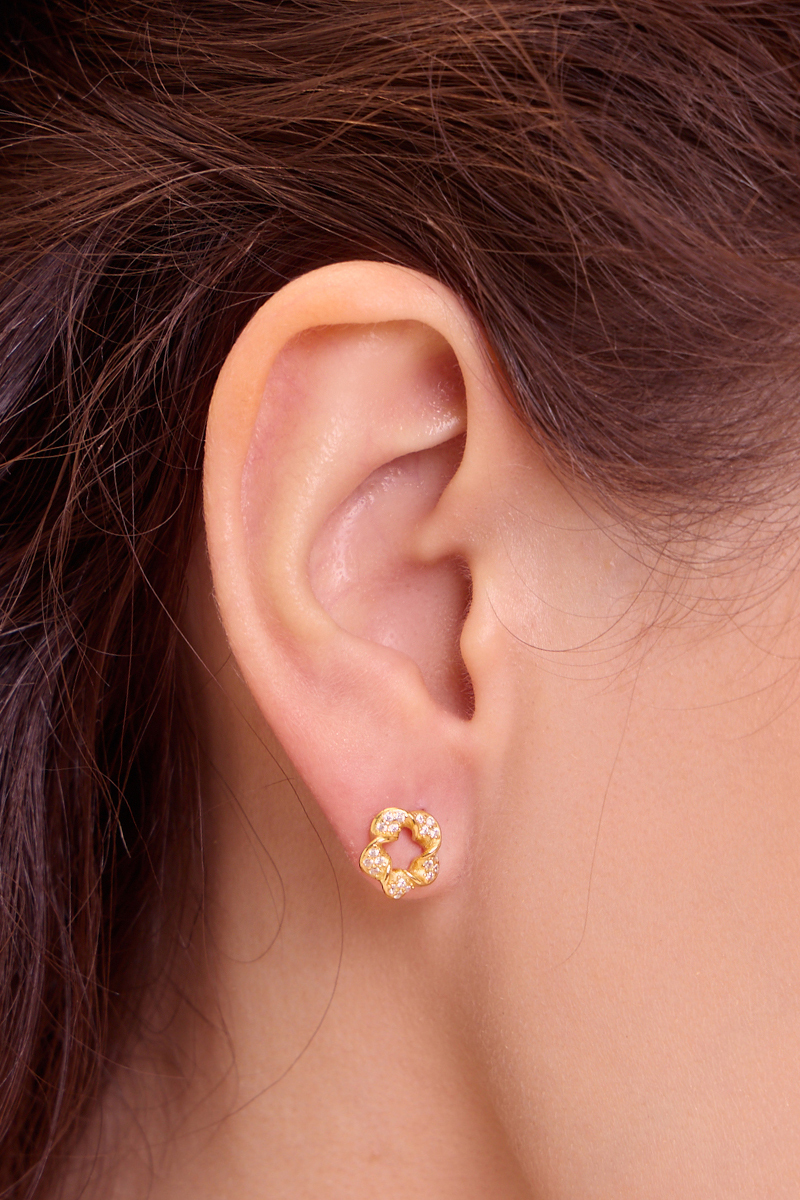 【925純銀】純銀花環扭結。銀針耳環