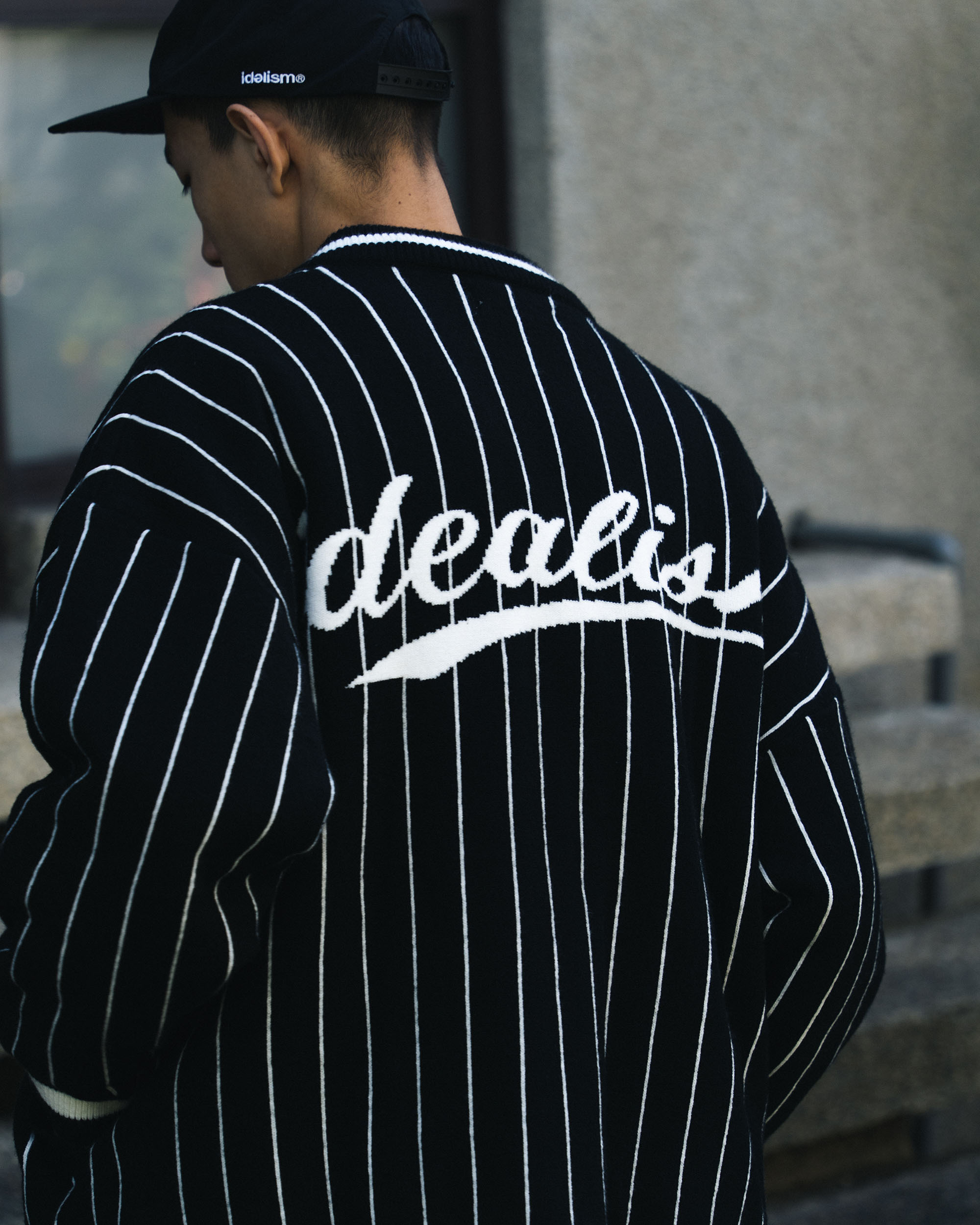 IDEALISM IDE Knitted Letterman 針織 棒球外套 條紋 黑