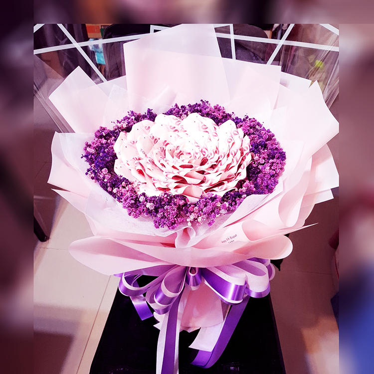 鈔票花束,有錢花,有錢花束,banknote-money-baby's-breath-bouquet