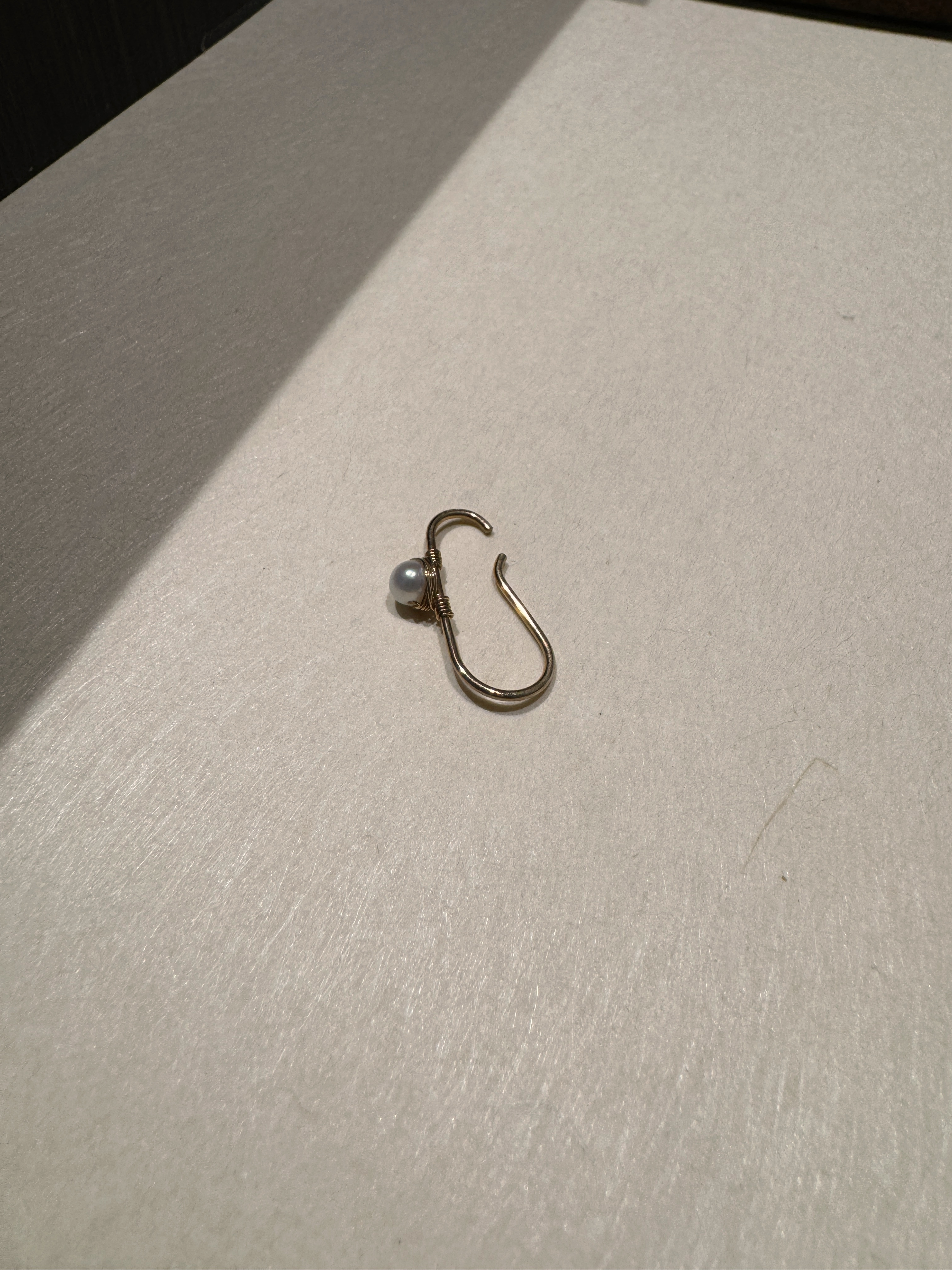 小復古單顆珍珠耳勾 (單支)