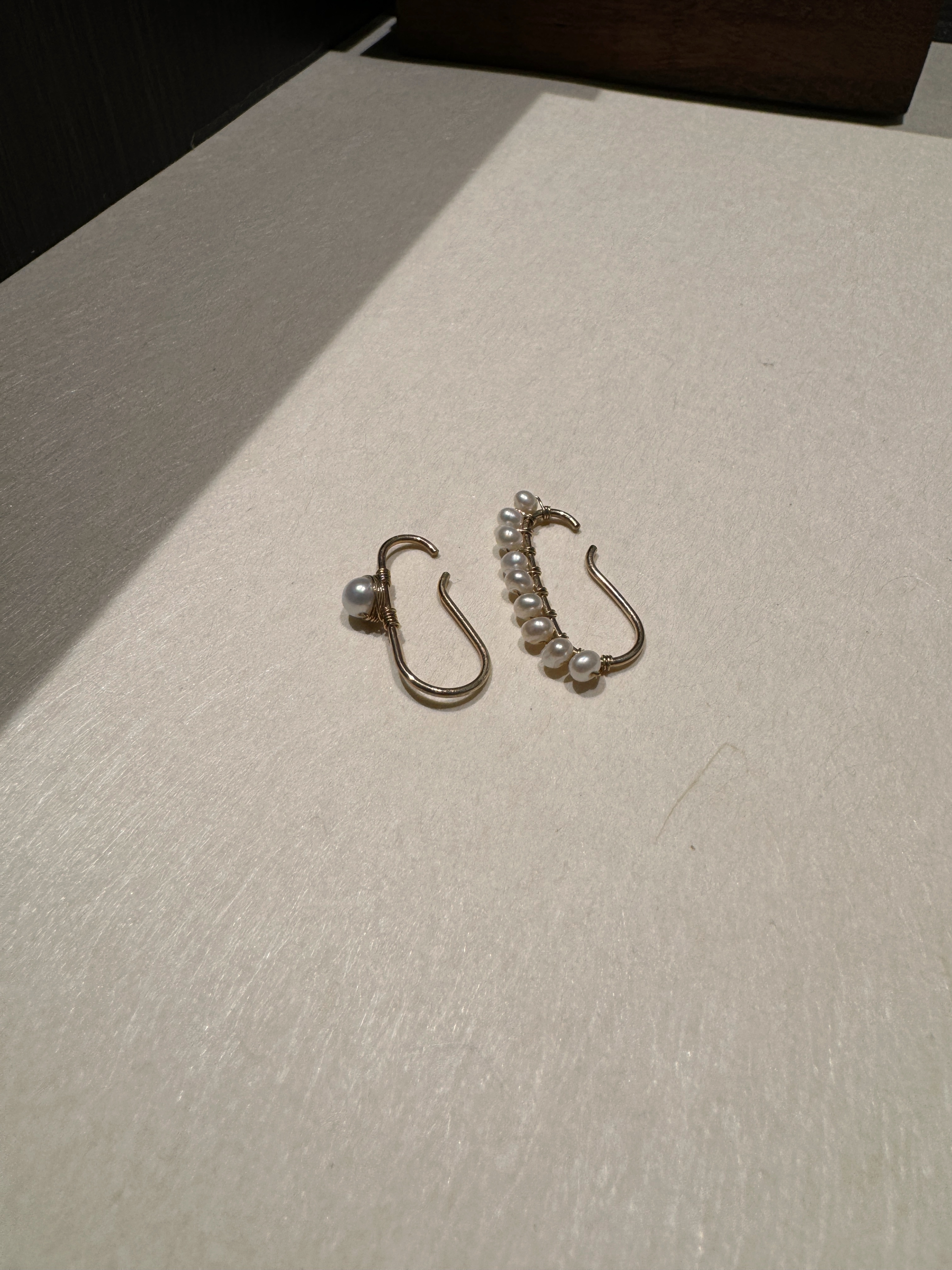 小復古整排珍珠耳勾 (單支)