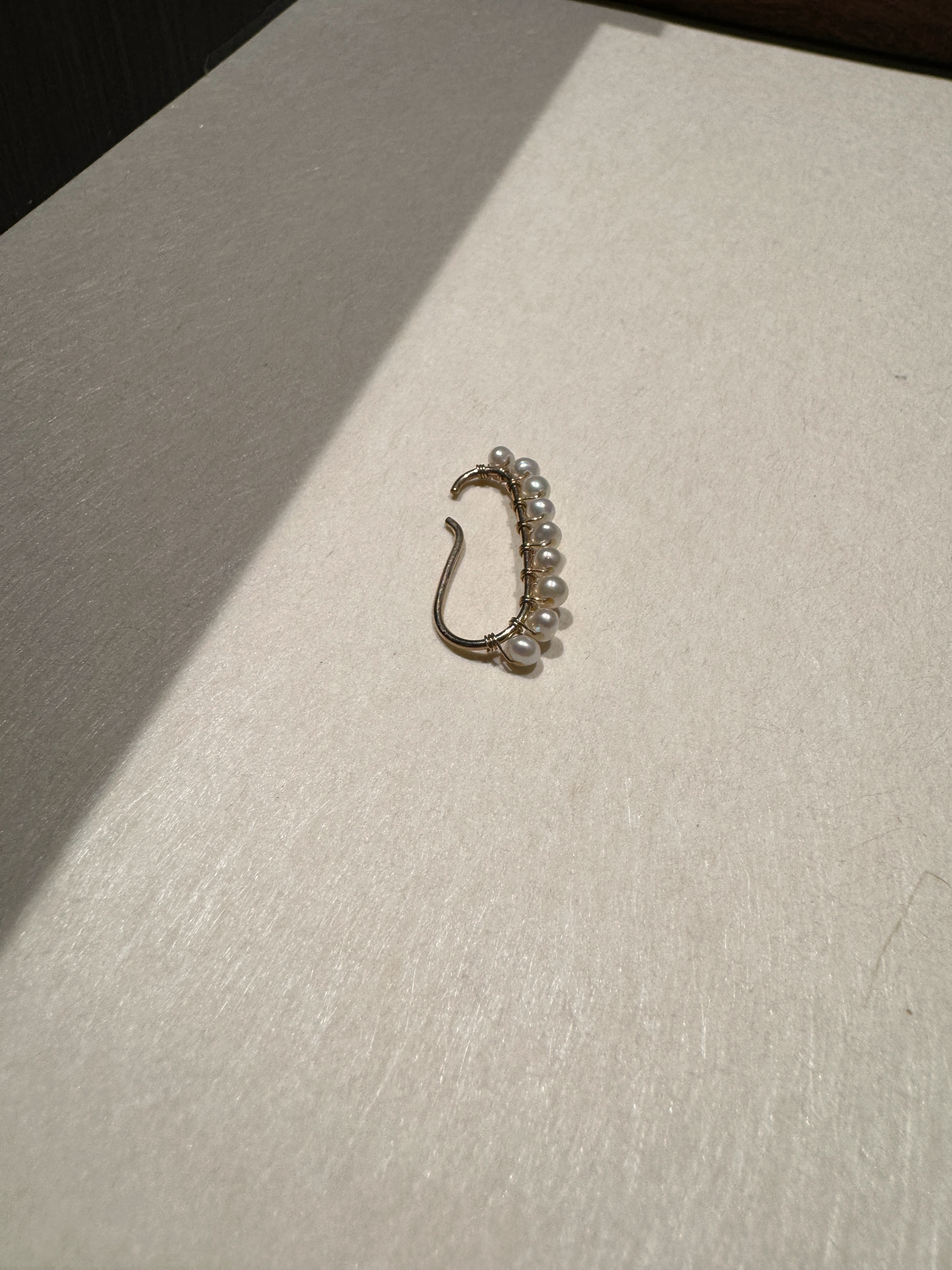 小復古整排珍珠耳勾 (單支)