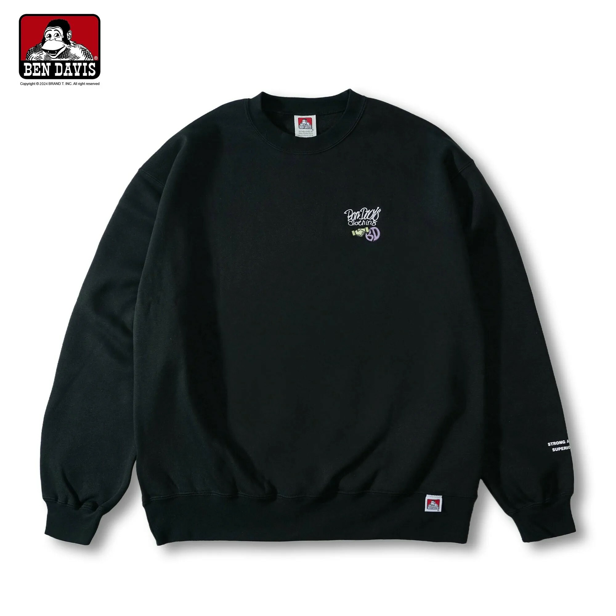 【 BEN DAVIS | 街頭感標籤印花刺繡 LOGO內刷毛大學TEE - 3色 】