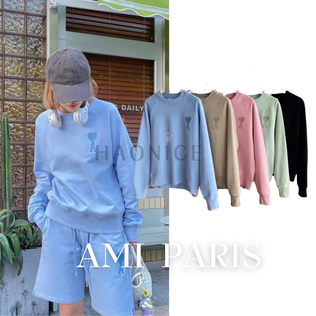 [HAO NICE］浮雕飽滿刺繡🪡中愛心款Ami 愛心刺繡長袖大學T Ami大學T Ami帽T