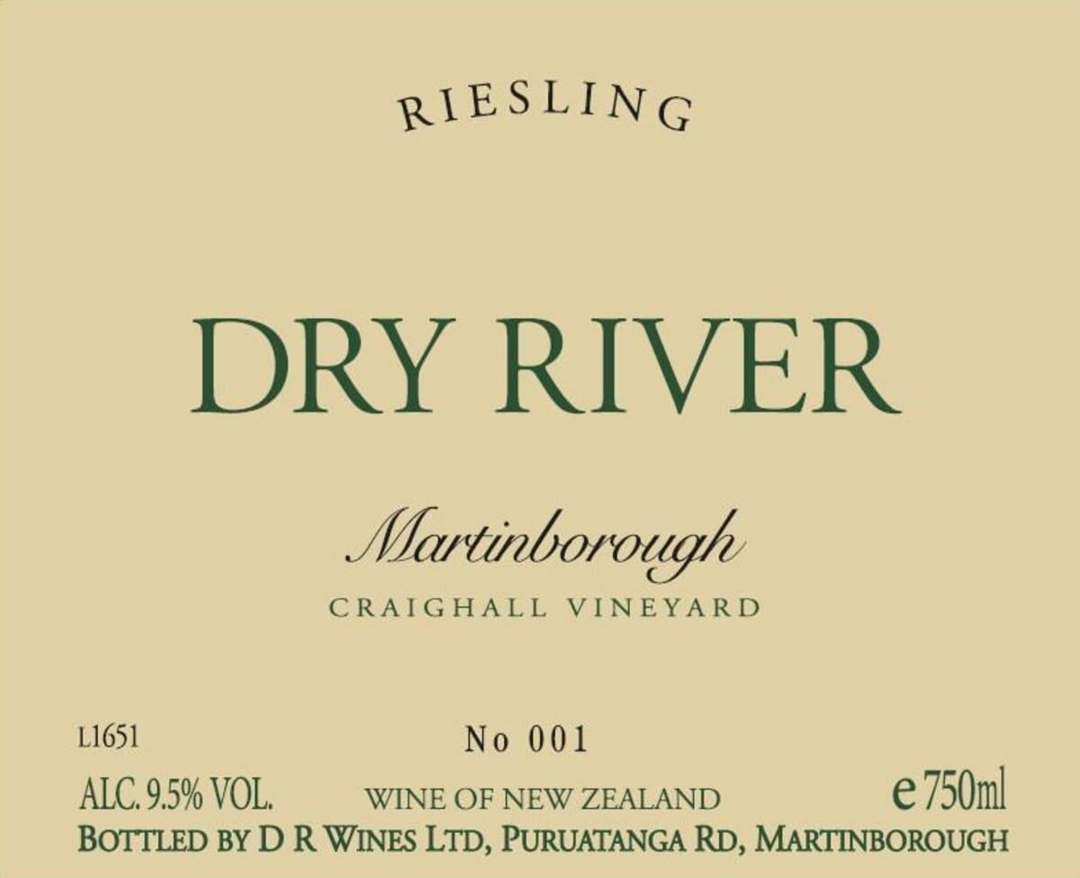 Dry River Craighall Vineyard Riesling 2019 (RP92)
