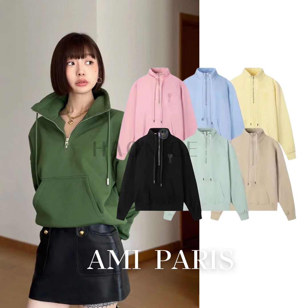 【HAO NICE】Ami 純棉 半高領 造型帽T