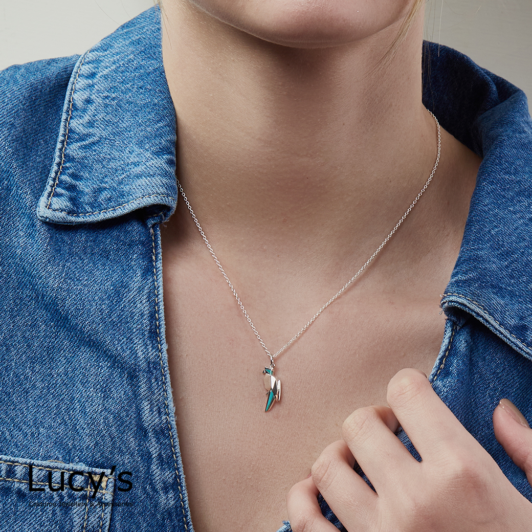 純銀摺紙系列｜珍珠母貝鸚鵡 項鍊 (60365)