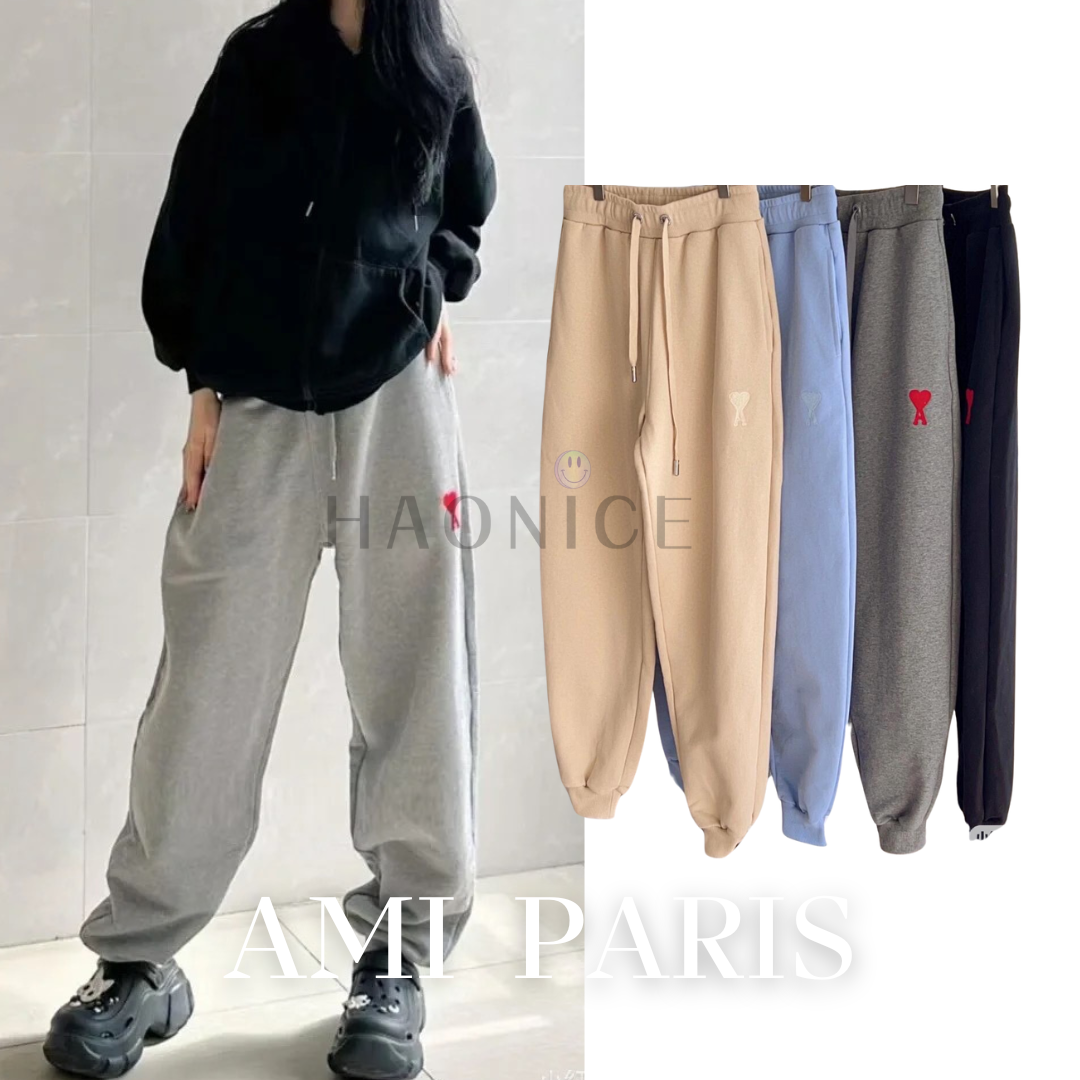 [HAO NICE] 材質只有好❗️Ami 愛心 小標刺繡休閒長褲 棉質長褲