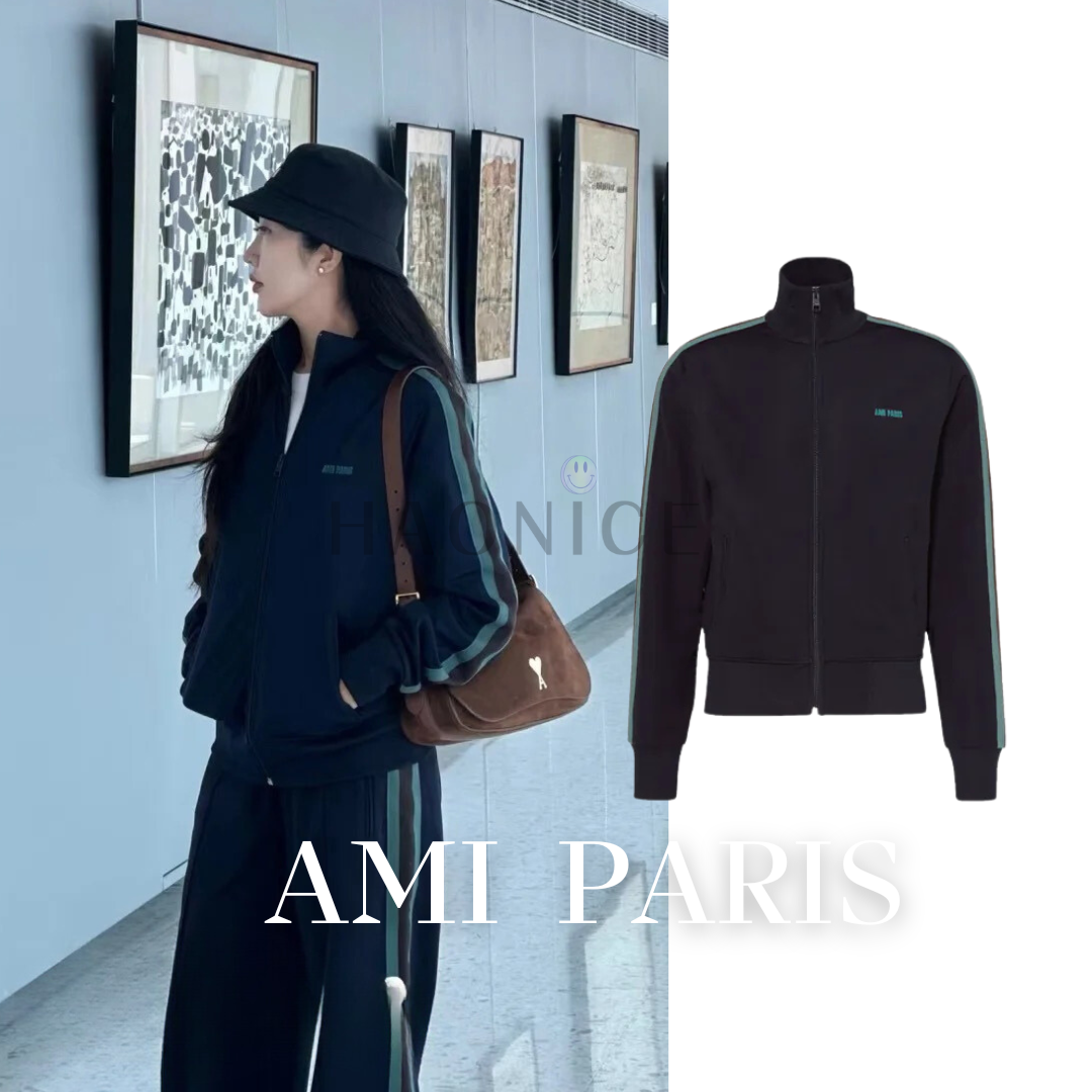 【HAO NICE】100%正品 AMI 法國精品🇫🇷跳色條紋拉鍊外套 運動外套