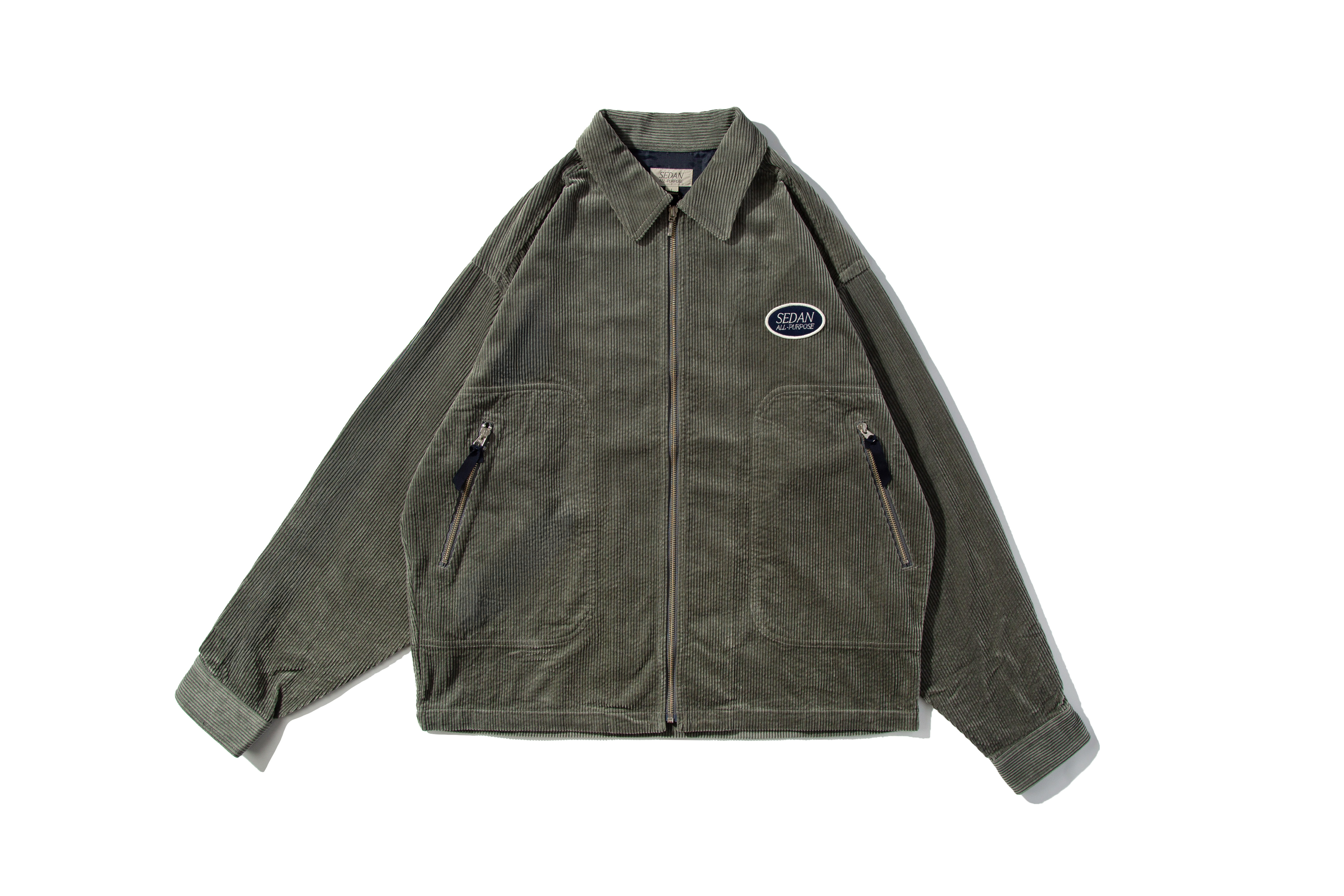SEDAN ALL-PURPOSE "Corduroy Full Zip Work Shirt" (Olive Grey)