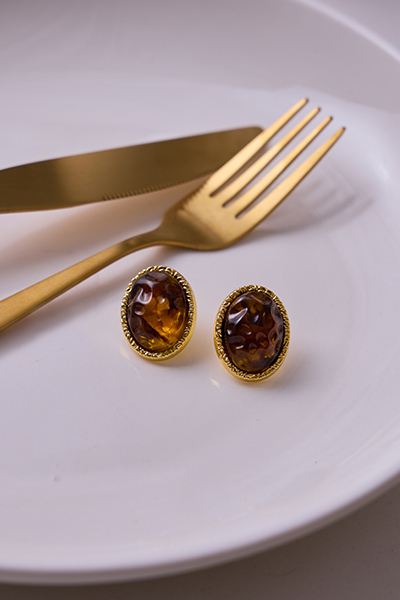 美拉德不規則環形。針式耳環