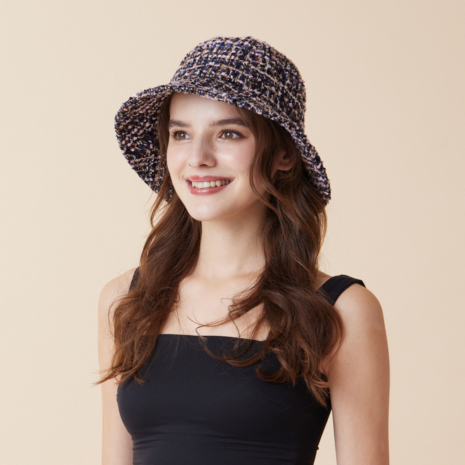 ABBY Round Hat - Pink & Navy