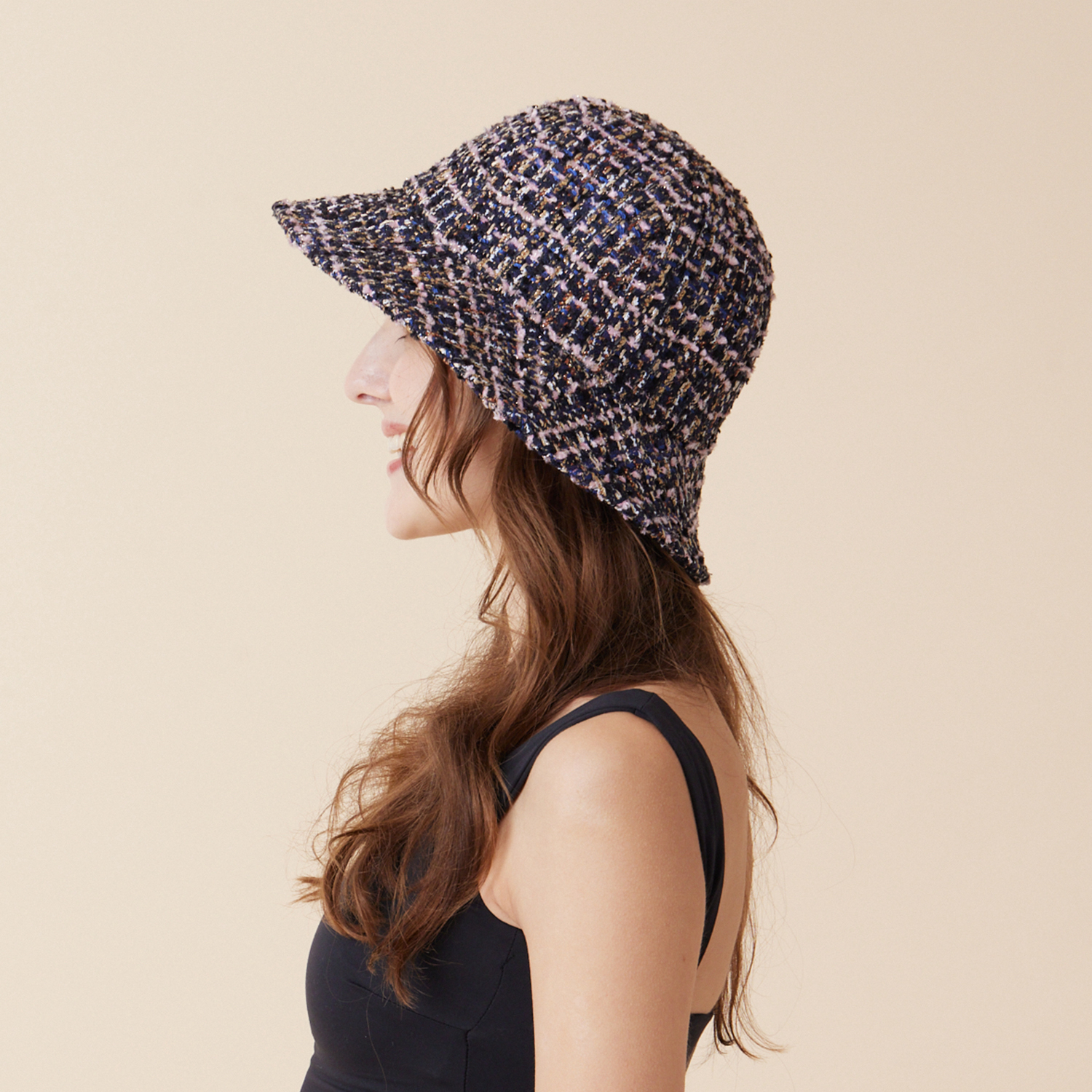 ABBY Round Hat - Pink & Navy