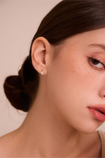 單鑽之星 。夾式耳環 (金)