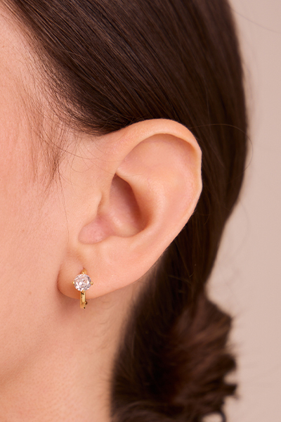 單鑽之星 。夾式耳環 (金)