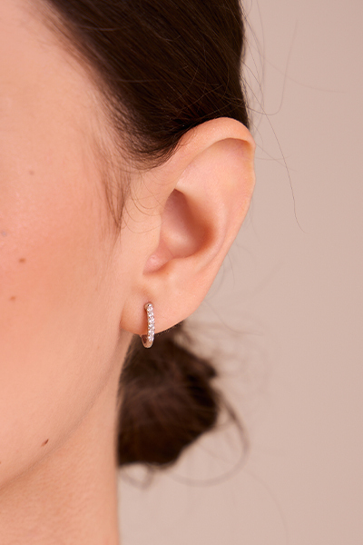 滿圈鋯石 。夾式耳環 (銀)