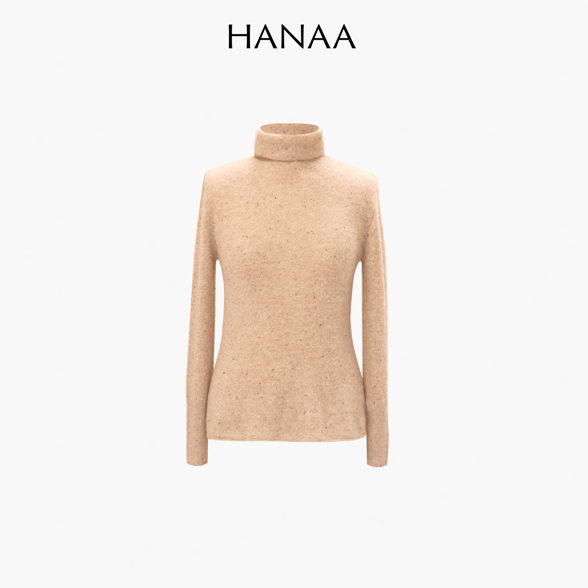 HANAA 秋冬新款100%康賽妮點子紗羊絨高領針織衫毛衣