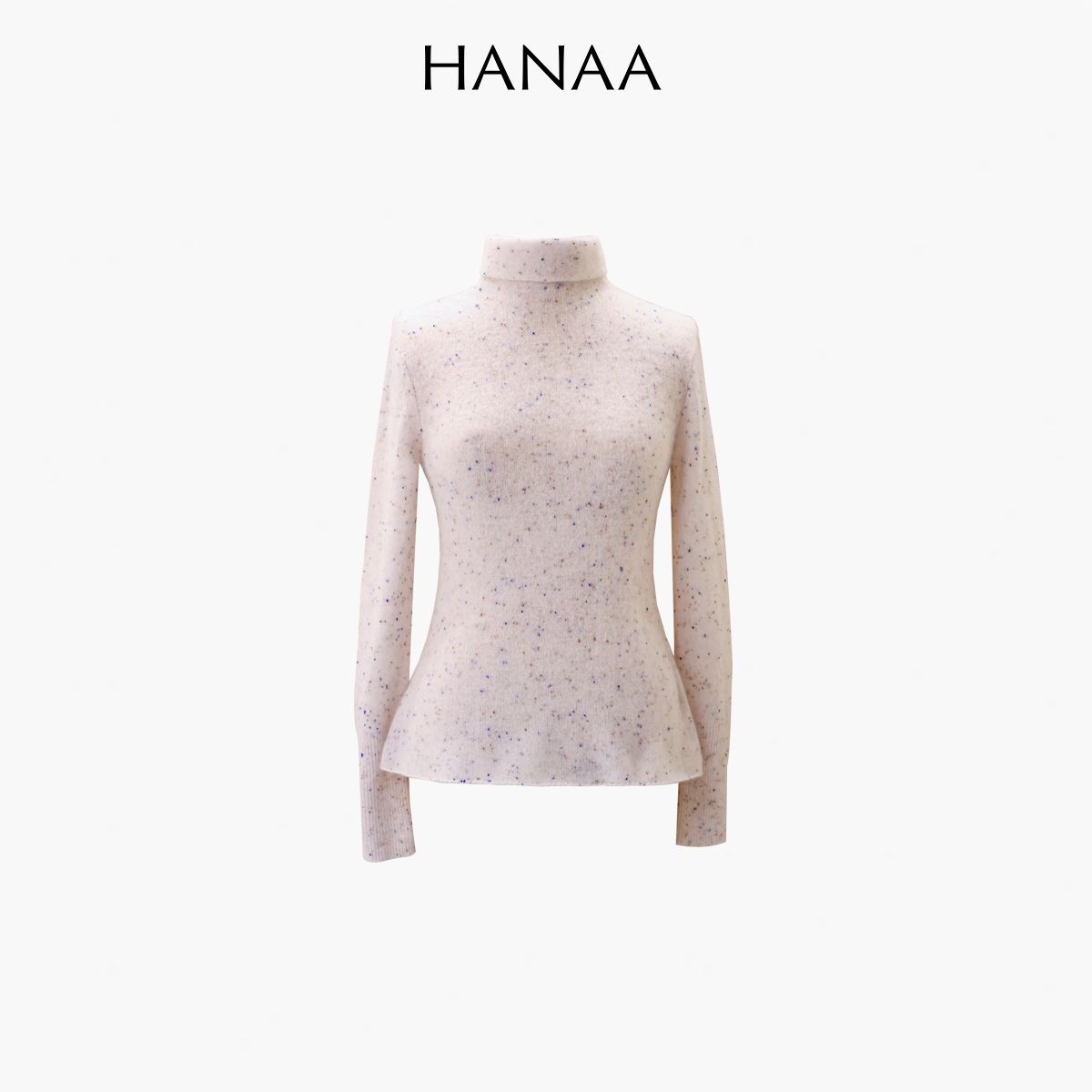 HANAA 秋冬新款100%康賽妮點子紗羊絨高領針織衫毛衣