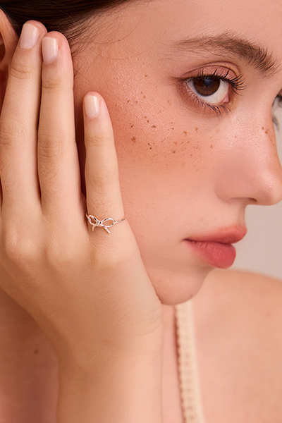 麻花金屬蝴蝶結可調式戒指