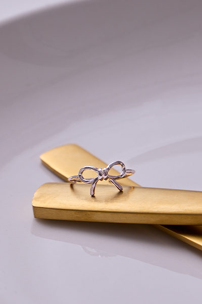 麻花金屬蝴蝶結可調式戒指