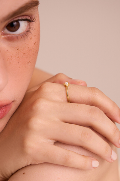 簡約迷你小珍珠可調式戒指(金)