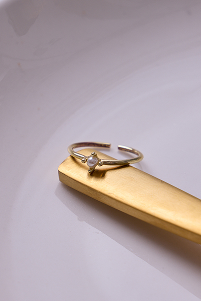 簡約迷你小珍珠可調式戒指(金)