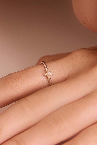 簡約迷你小珍珠可調式戒指(銀)