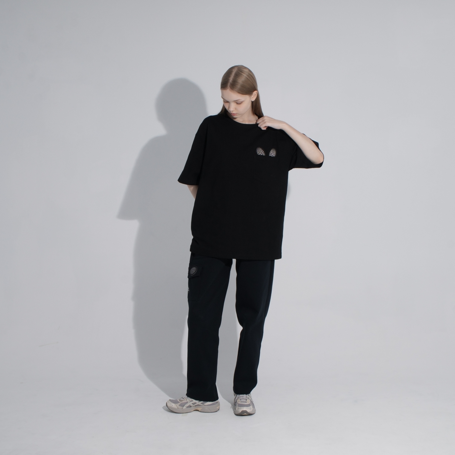 反光矚目重磅口袋棉Tee-黑