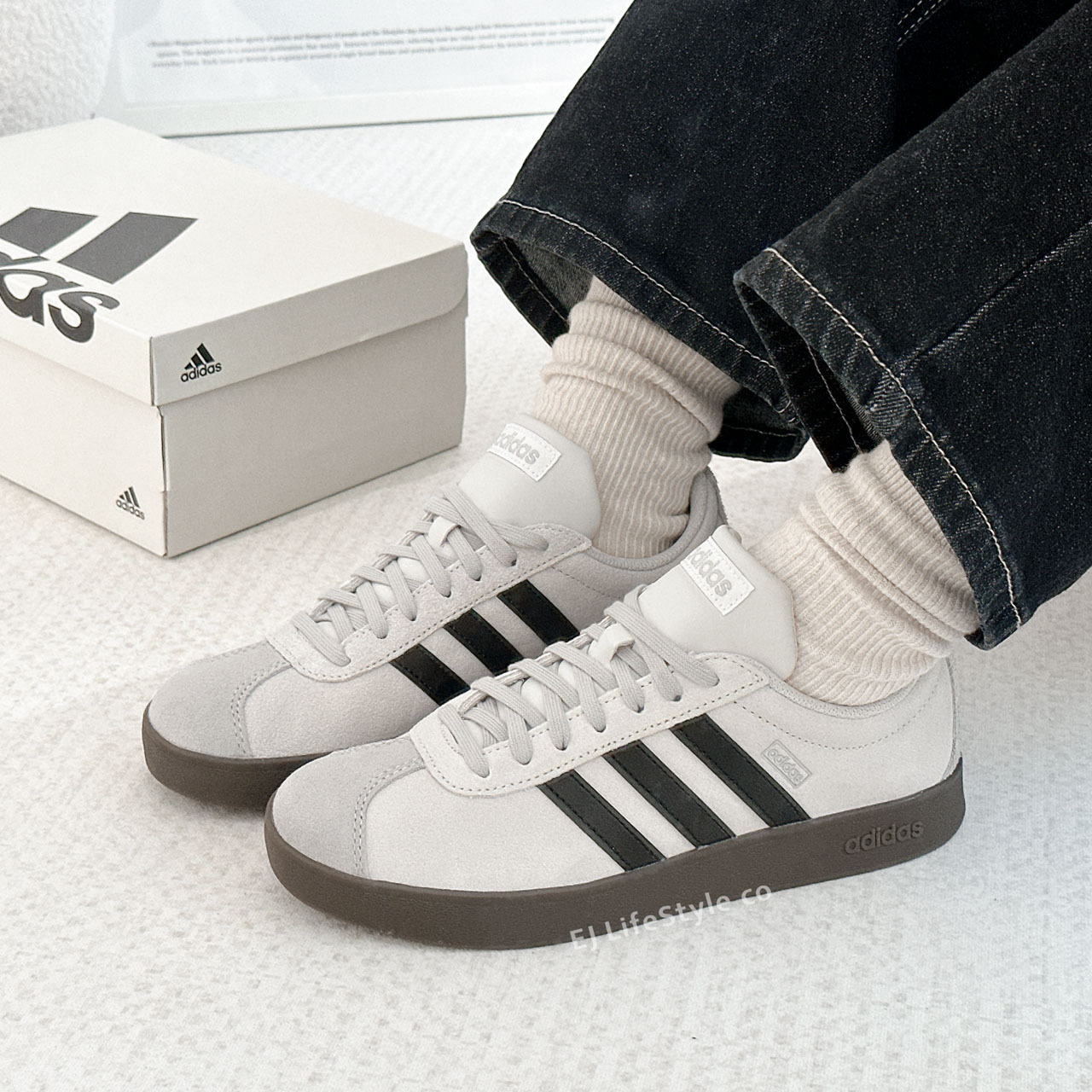 ADIDAS NEO VL COURT 白灰 灰褐 焦糖底 平替版SAMBA 男女鞋 JR2560 / 現貨+預購