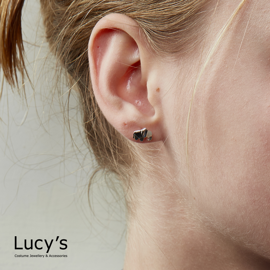 純銀摺紙系列｜珍珠母貝大象 耳環 (57597)