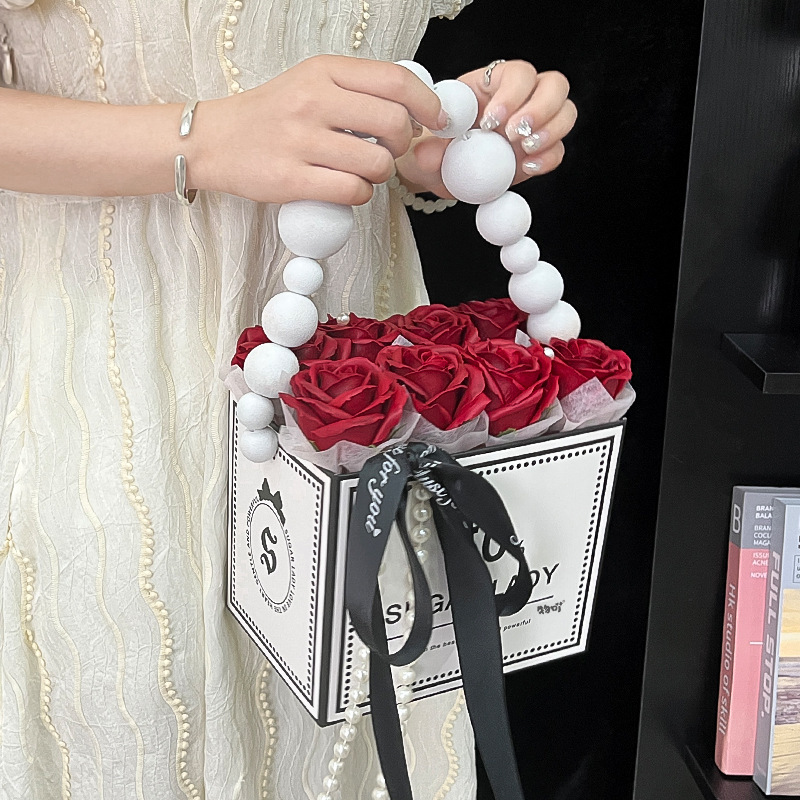 Bouquet of Soap Roses in a Gift Box - 8 Stalks