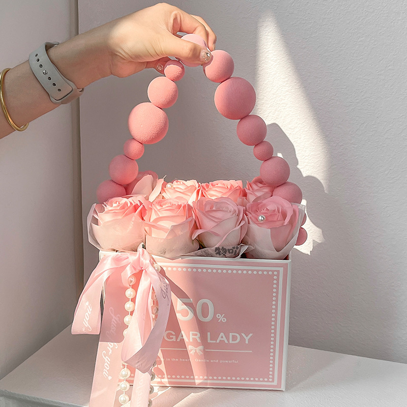 Bouquet of Soap Roses in a Gift Box - 8 Stalks